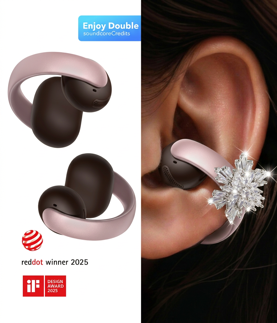 soundcore AeroClip Open Ear Headphone + Stylish Butterfly Accessory | Exclusive Design for soundcore AeroClip
