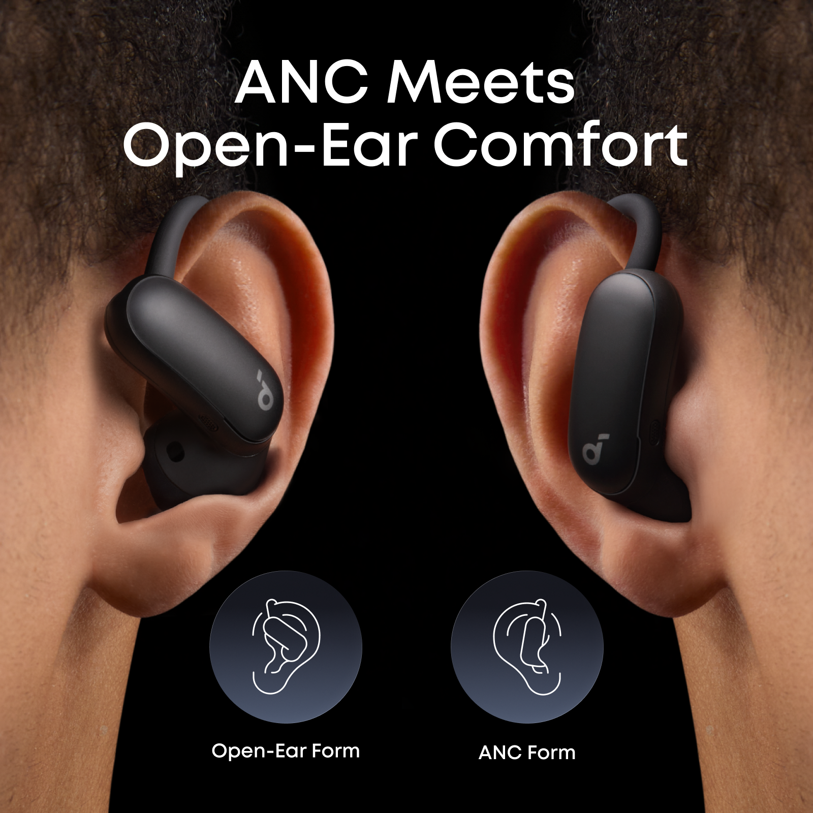 Wearing soundcore Aerofit 2 Pro dual form earbuds